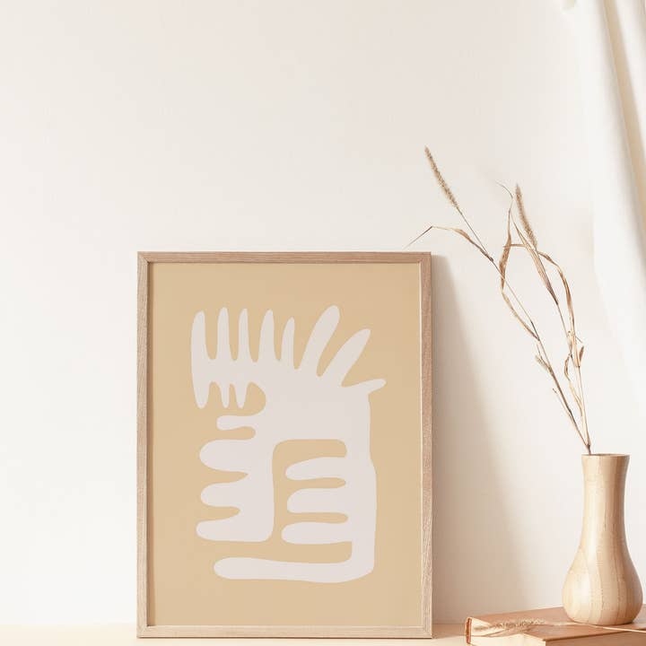 Imprimé Japandi crème de forme abstraite pour la vente par Luna Label