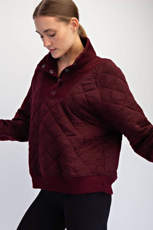 Sunday Morning - Venta al por mayor Sudadera - Mujer - T350037-Pulóver Acolchado de Manga Larga con Broches16