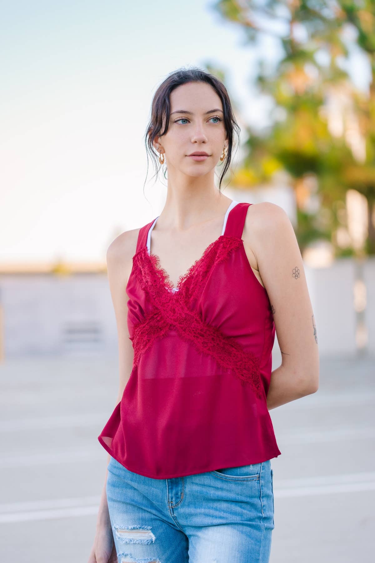 Urban Diction - Wholesale Tank Top - Women's - Basic TANK TOP WITH FLORAL DETAILS8