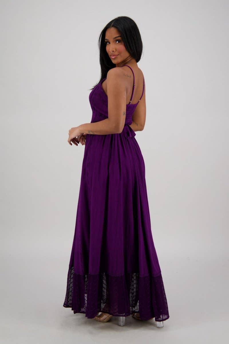 Advance Apparels - Wholesale Dress - Women's - Sheer Hem Smocked Maxi Dress ADL-2532415