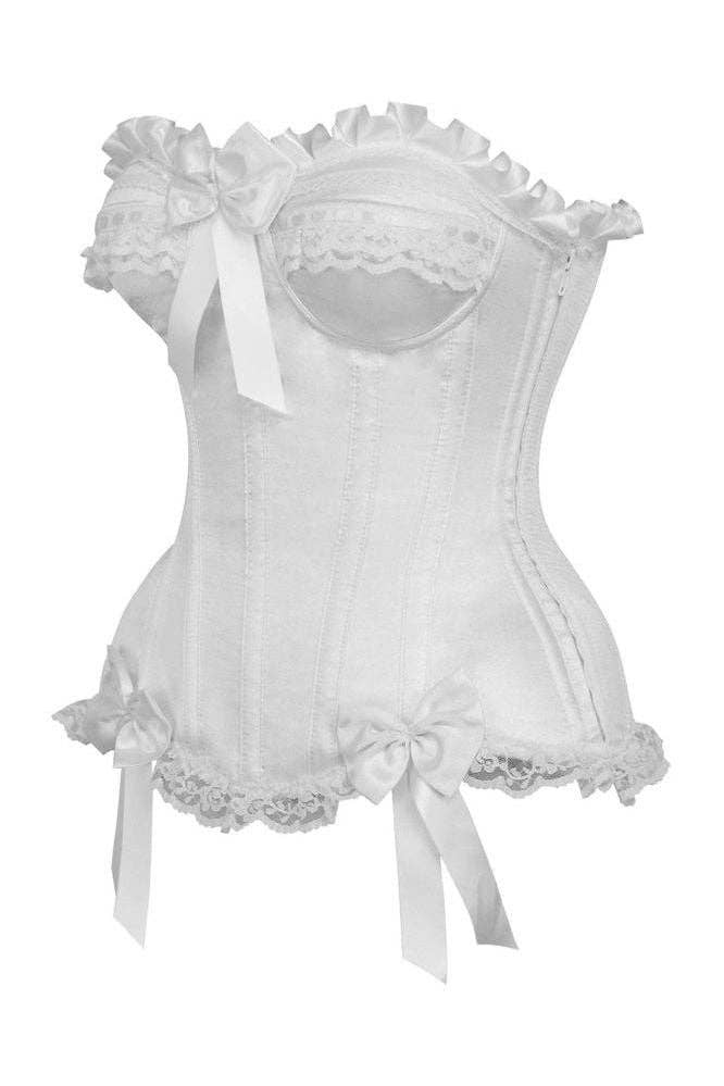 Daisy Corsets – wholesale Corset – Women′s – Top Drawer White Satin Steel Boned Burlesque Corset6