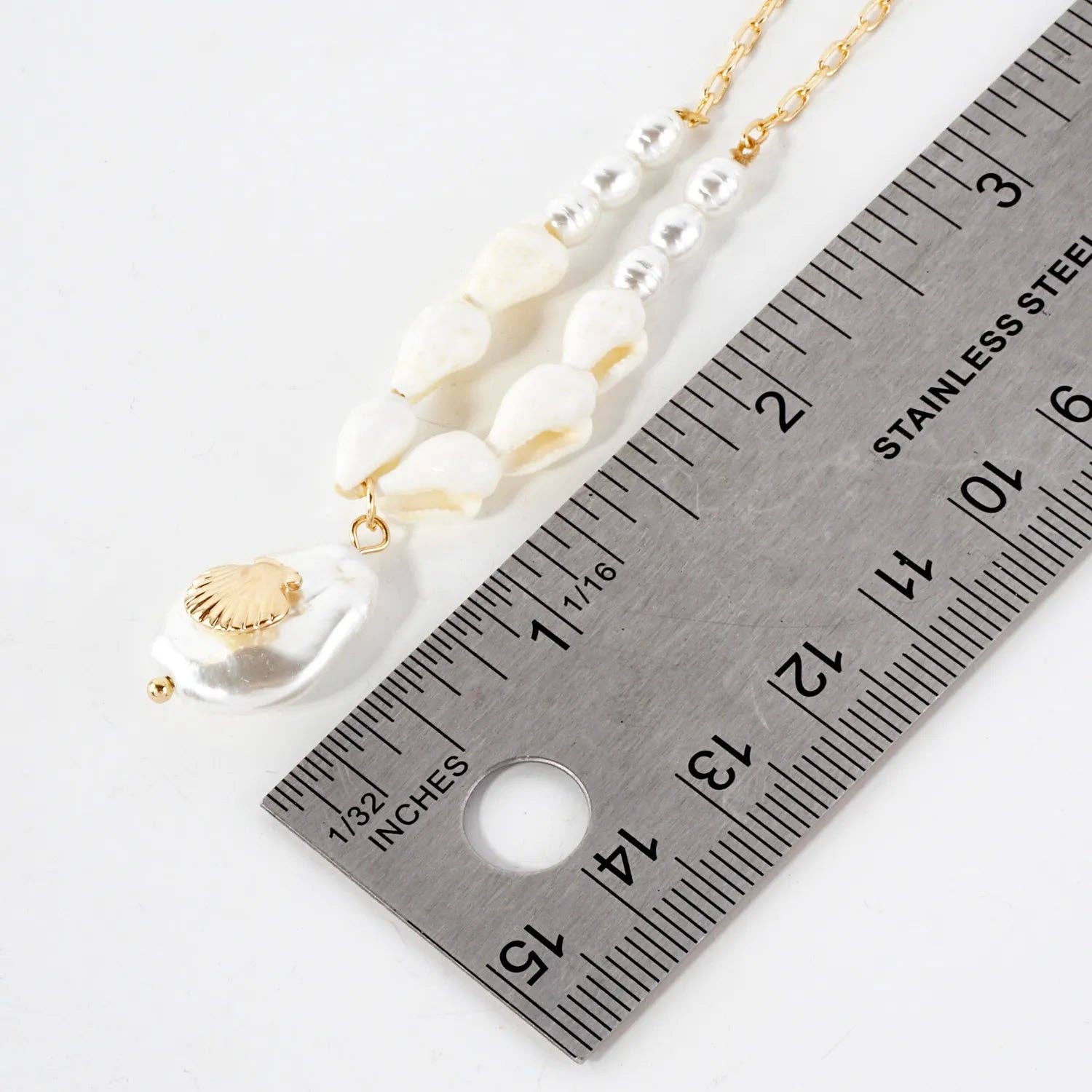Gold Seashell Teardrop Pearl Pendant Sea-Life Necklace for wholesale on Faire2