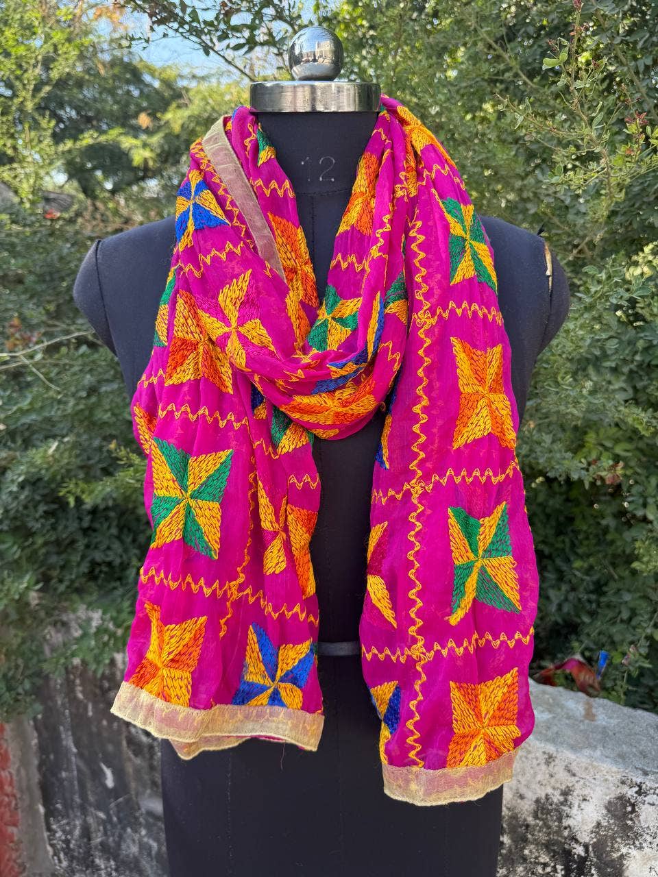 bhavnas boutique - Wholesale Wrap - Women's - Fancy Dupatta Floral Embroidery Phulkari Dupatta Cotton Wrap0