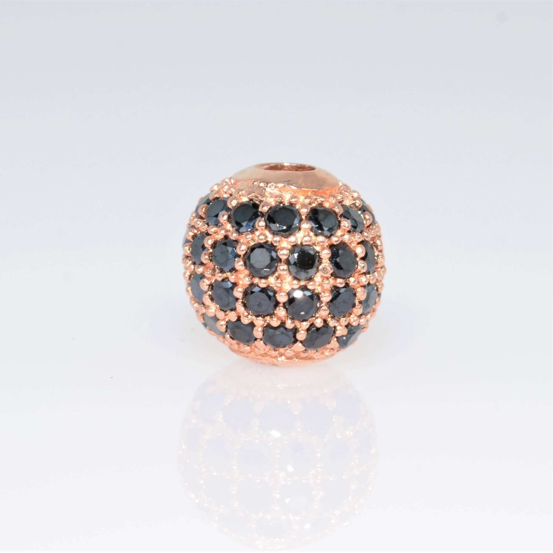 Art Of Pearls – wholesale Individual charm/pendant – Spacer ball 8mm Ag925 rh. pink and black C.Z.