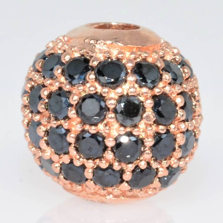 Art Of Pearls – wholesale Individual charm/pendant – Spacer ball 8mm Ag925 rh. pink and black C.Z.0