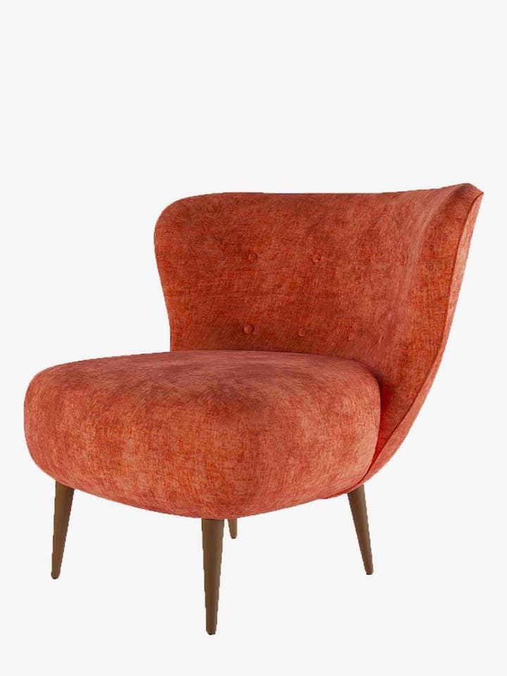 Fluwelen okerkleurige fauteuil en hout Léon voor wholesale door Potiron