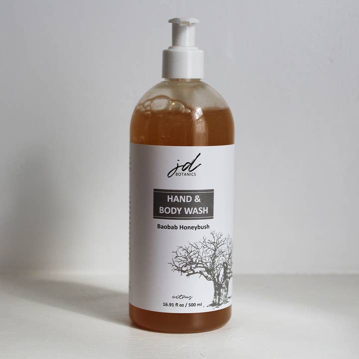 JDBotanics - Wholesale Body Wash/Shower Gel - baobab & honeybush liquid soap (16.9 fl oz / 500ml)
