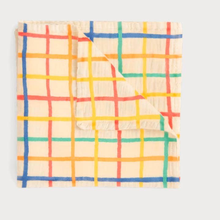 Rainbow Check Large Muslin Swaddle Blanket -Ditto for wholesale by the bonnie mob