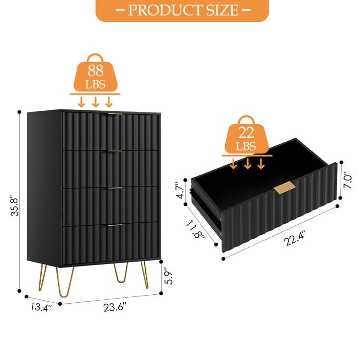 Three Star IM/EX Inc. - Wholesale Cabinet - 35.5X23.5X13.5 4 DRAWER BLK CURIO5