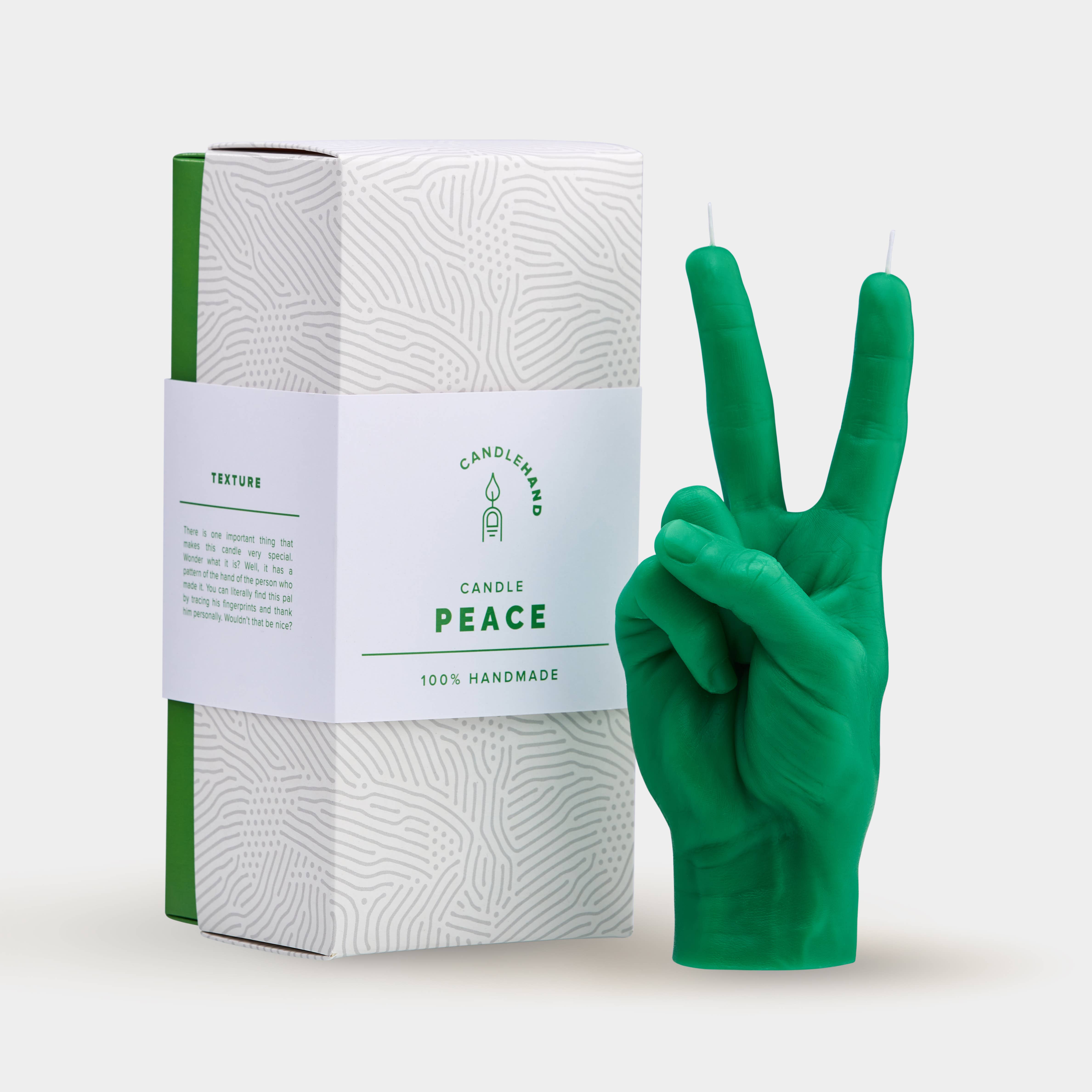 CandleHand (Free Duties for US) - Wholesale Novelty Candle - Peace Candle - 8''Tall - Realistic Skin Texture - 2 Wicks8