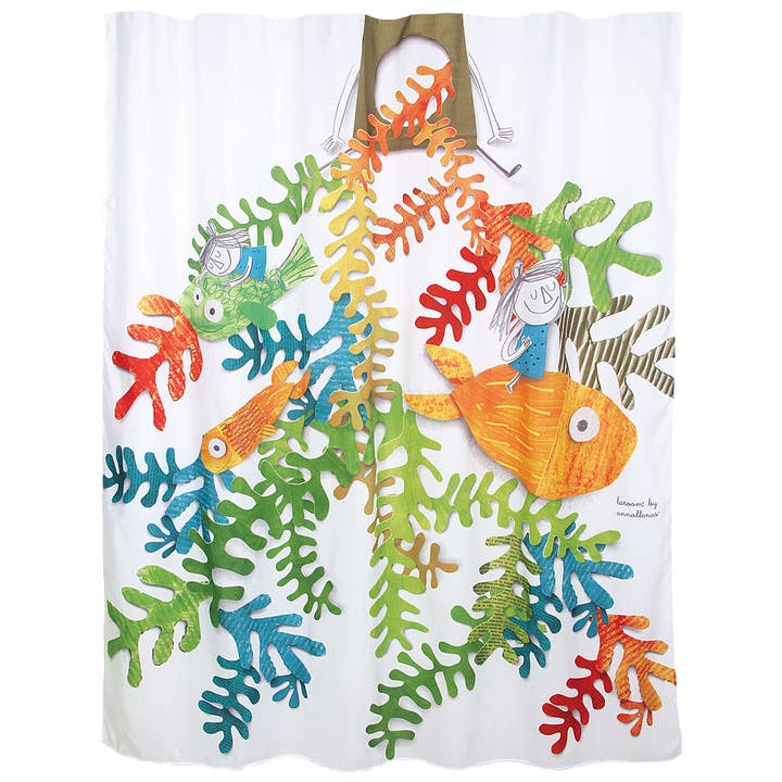 Cortina de banho “marine universe” branco poliéster por atacado de Laroom