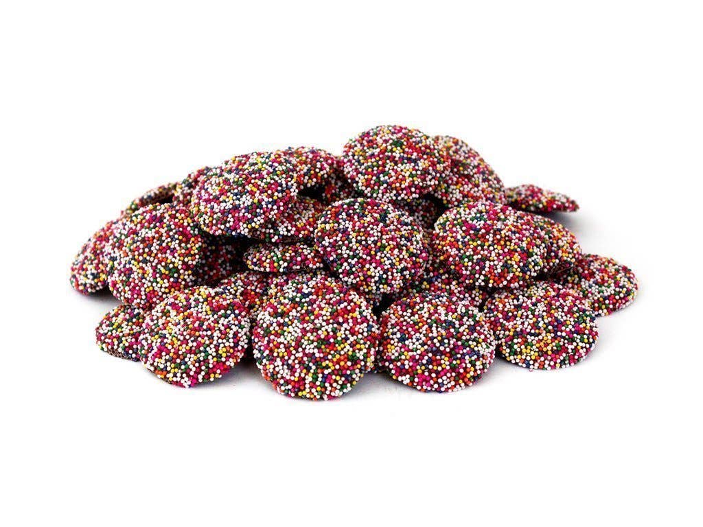 Sunflower Food Company - Wholesale Chocolate Covered Sweets - Pocketsnak -Dark Choc. Wafers w/Nonpareils 6 oz. bag1