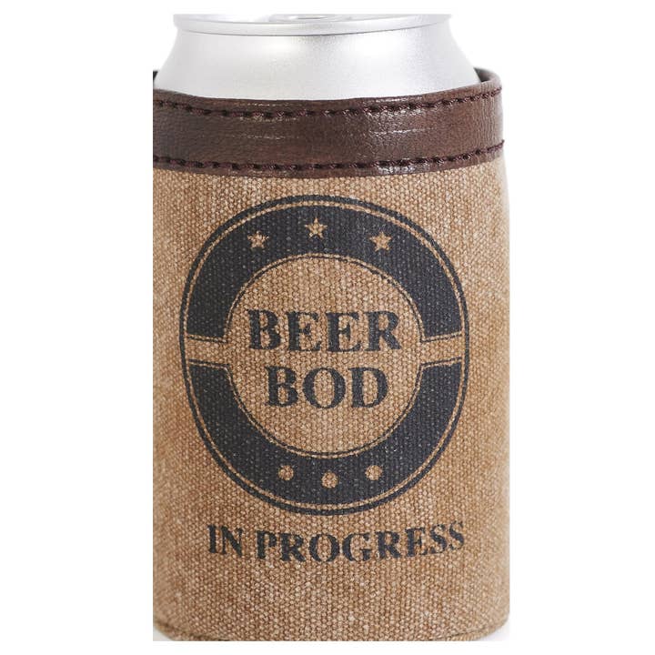 Mona B. - Wholesale Drink Huggers & Koozies - Beer Bod Up-Cycled Canvas Drink Hugger & Koozie1