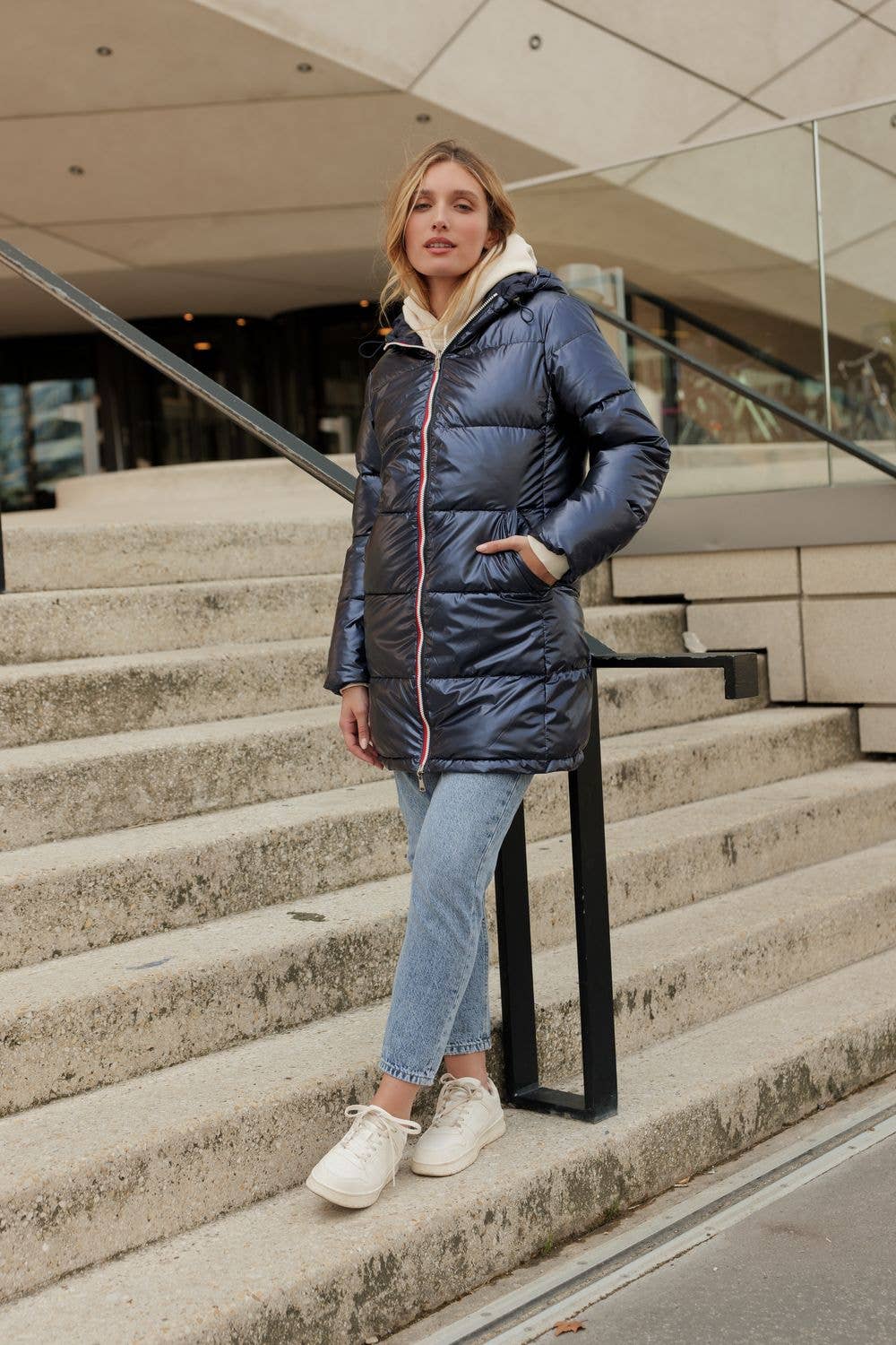 Attrait Paris - Wholesale Puffer Jacket - Women's - Mid-length reversible waterproof puffer jacket9