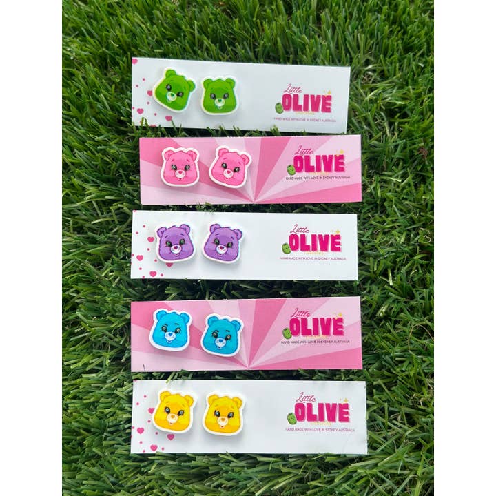 Little Olive Creates - Wholesale Stud/post earrings - Whimsical Care Bear Stud Earrings Selection3