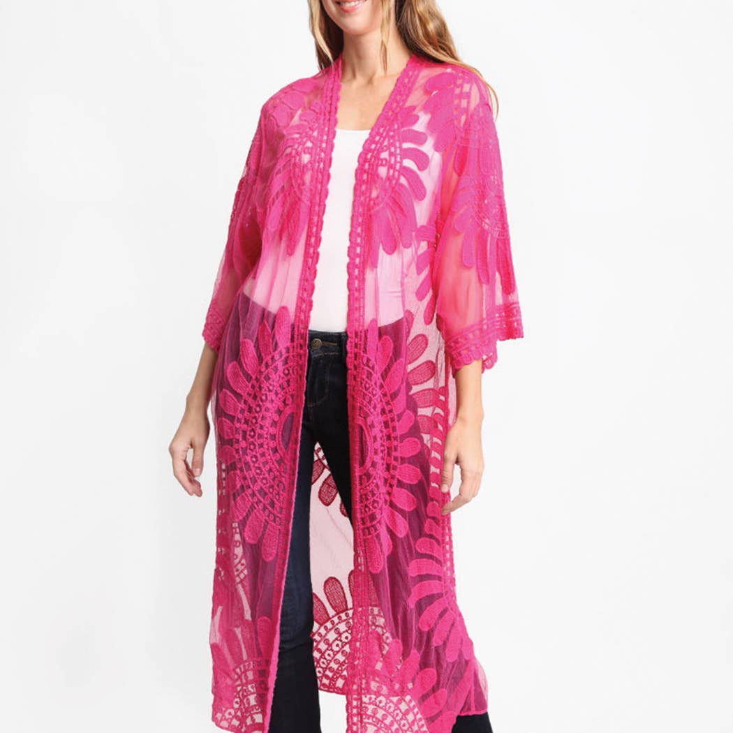 Fashion City – Engroshandel Strandbadekåbe – Dame – Solid Blomstret Blonder Cover-Up9