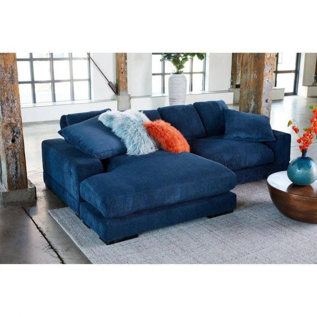 LOOMLAN – wholesale Sofa – Blue Corduroy Reversible Sectional Chaise5