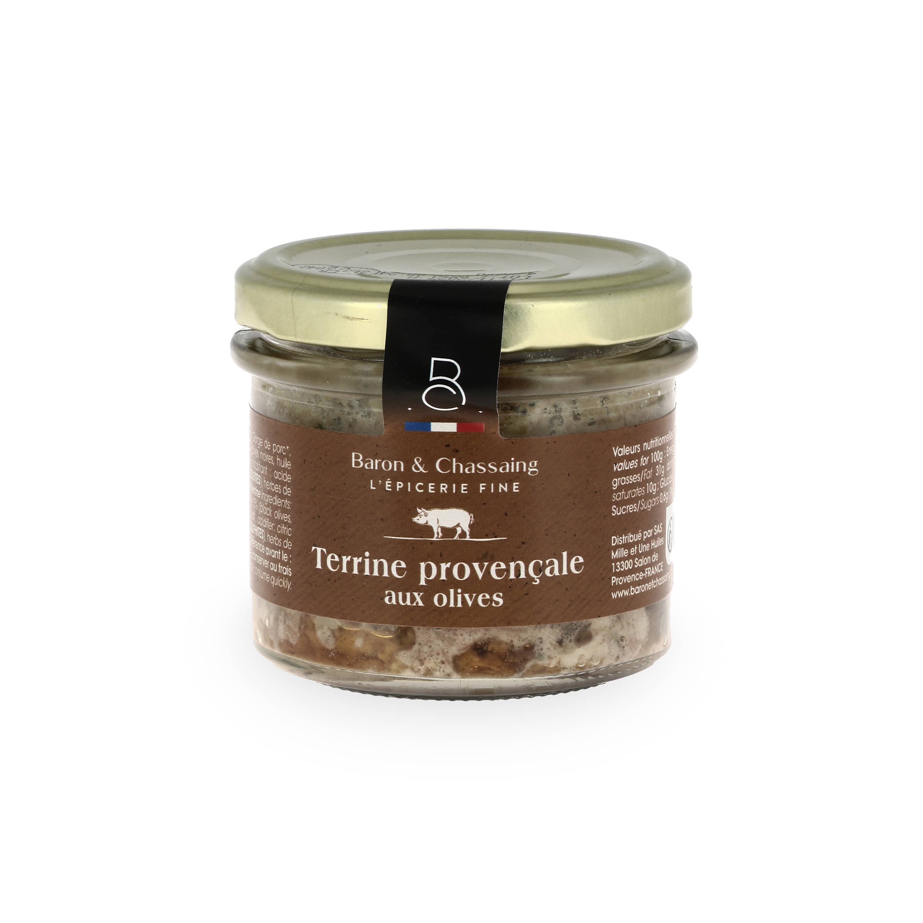 Baron & Chassaing – wholesale Preserves – Provencal Terrine with Olives 90 gr