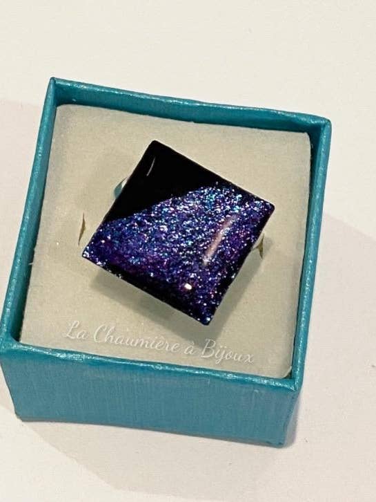 Diamantring aus 925er Silber — Lila/Blaues Chamäleon für den Großhandel von La Chaumière à Bijoux