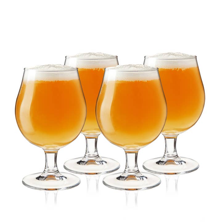 Clear Stemmed Glass Tulip Beer Glasses - Set of 4 for wholesale on Faire