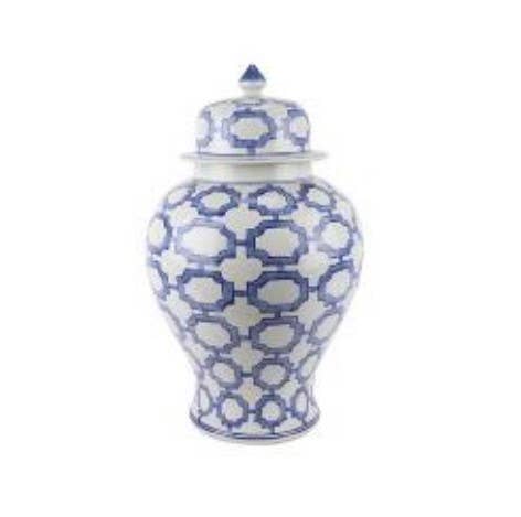 The French Bee & Co – wholesale Prydnadsburk – Ingefärskrus, Blått och vitt lock med bambudesign0