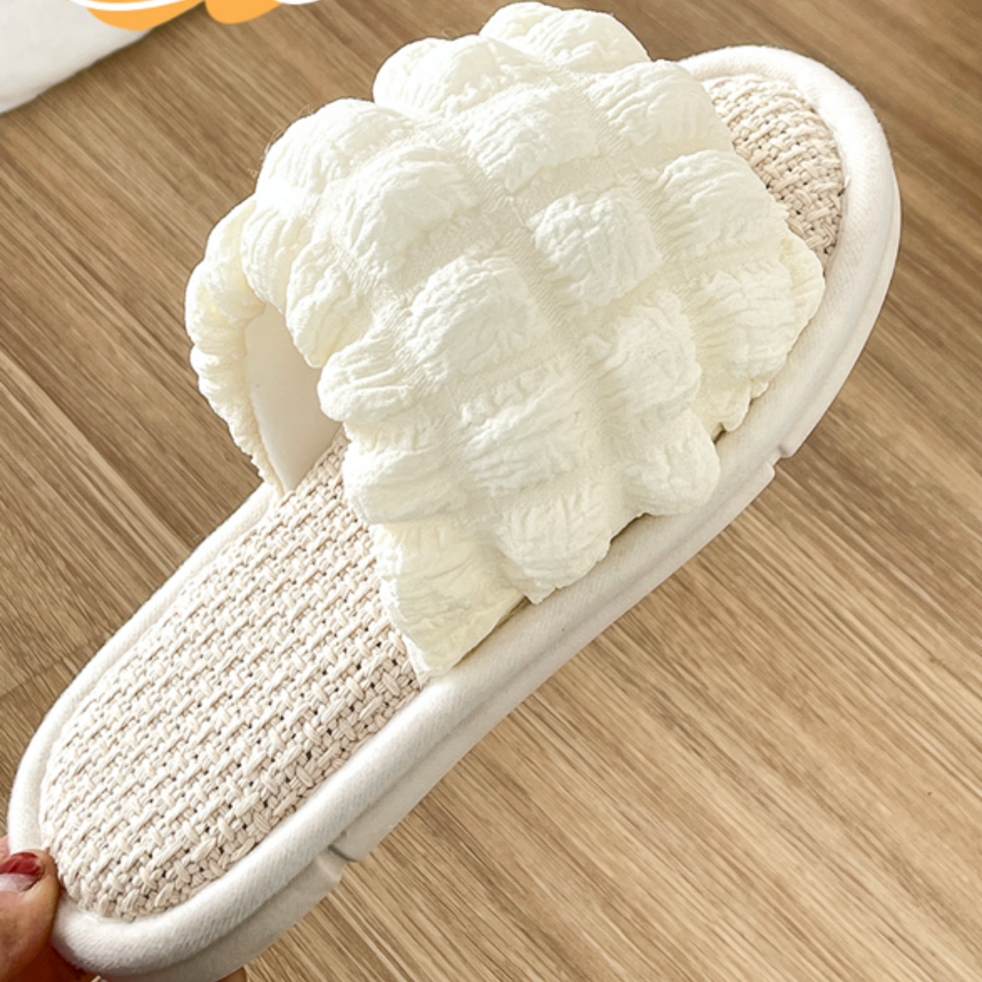 DrifWoo – Chinelos - Mulher por atacado – Chinelos femininos de linho Puff, sandálias internas de spa, QKX0196
