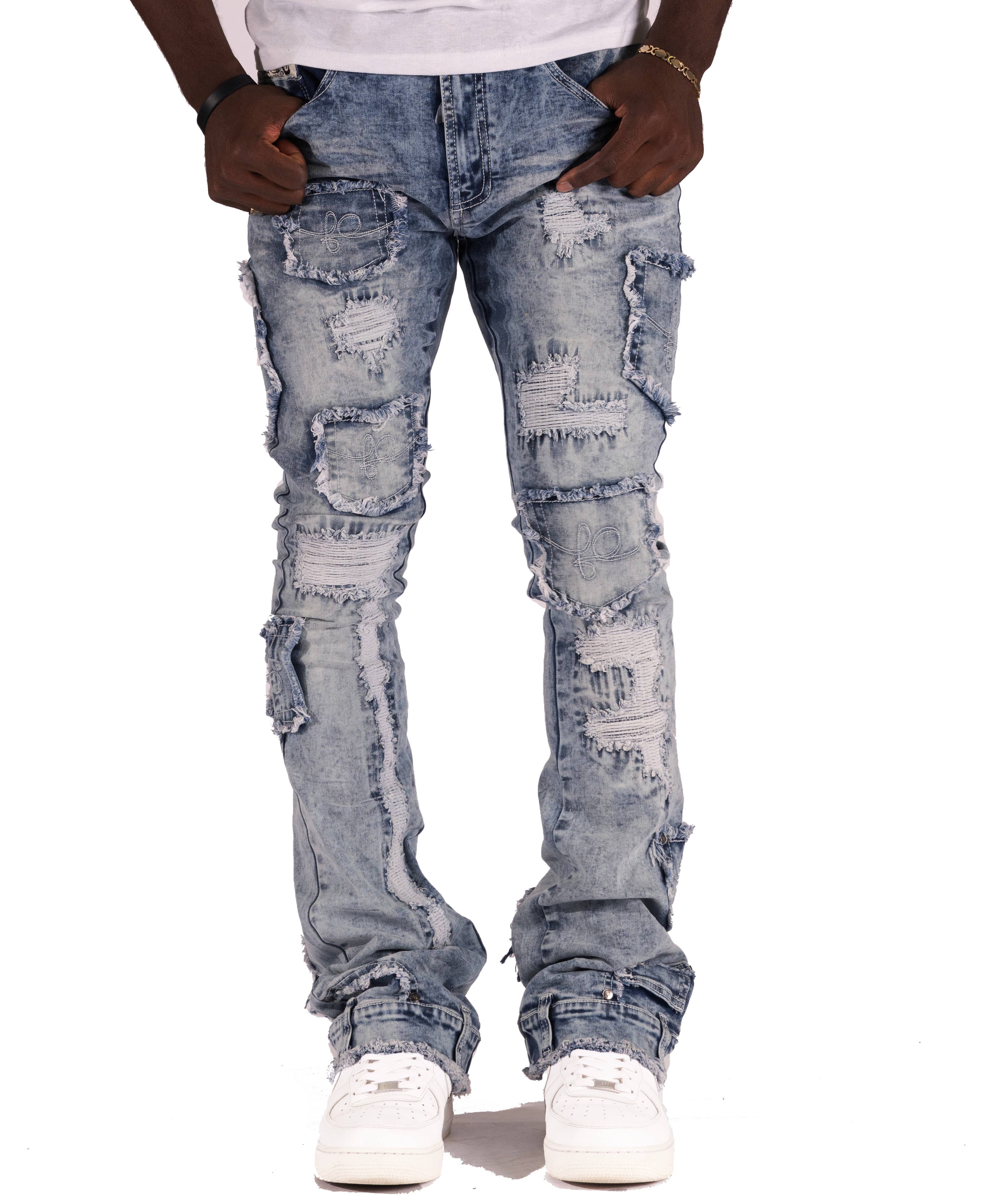 F1721 Frost Rackade Stacked Jeans - Light Wash for wholesale on Faire