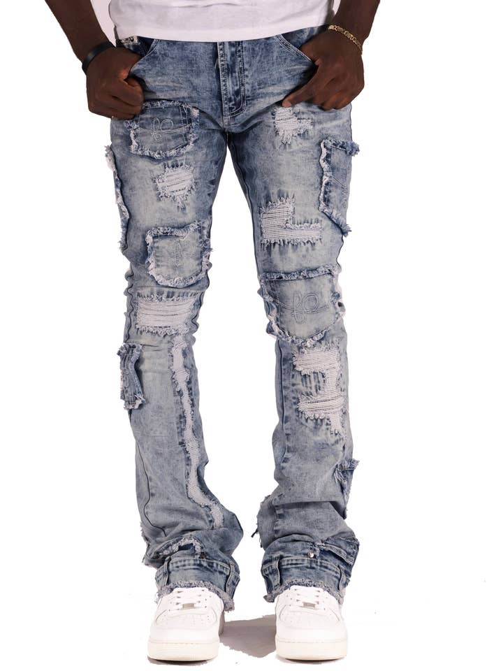 F1721 Frost Rackade Stacked Jeans - Light Wash for wholesale on Faire0