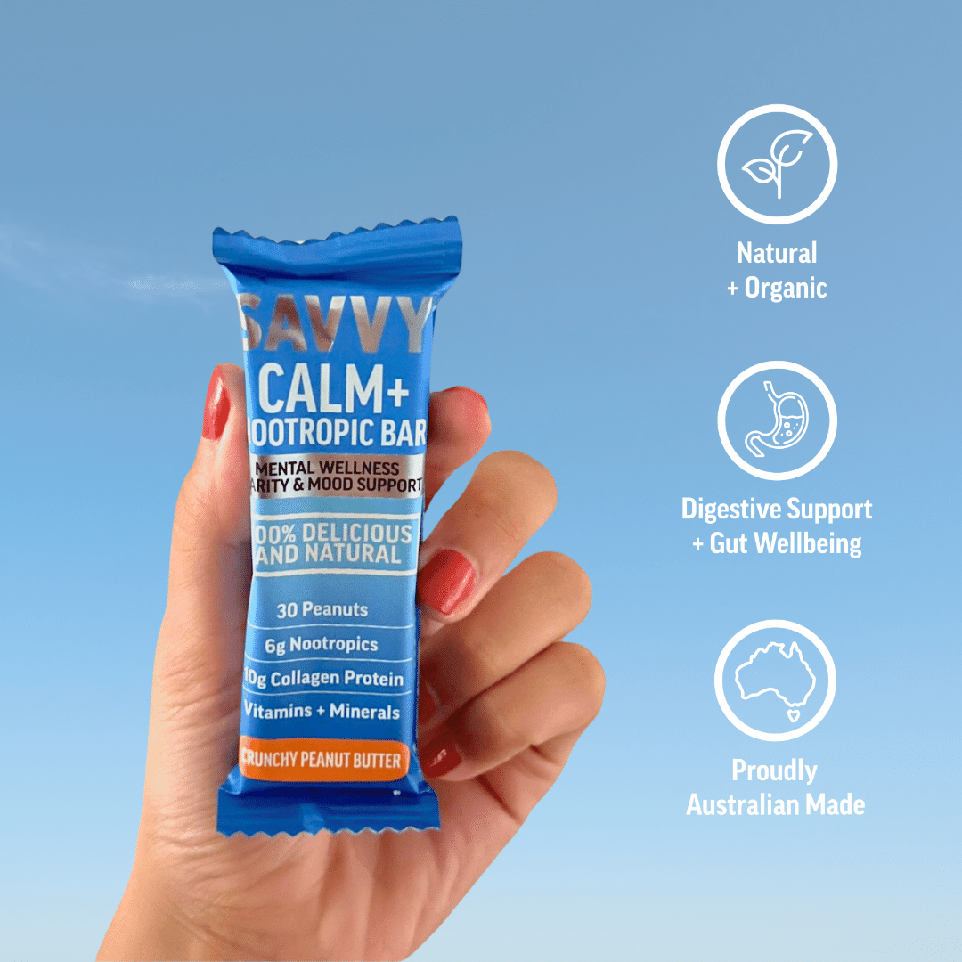 SAVVY BEVERAGES - Wholesale Snack bar - CALMING COLLAGEN PROTEIN BAR + Nootropics1