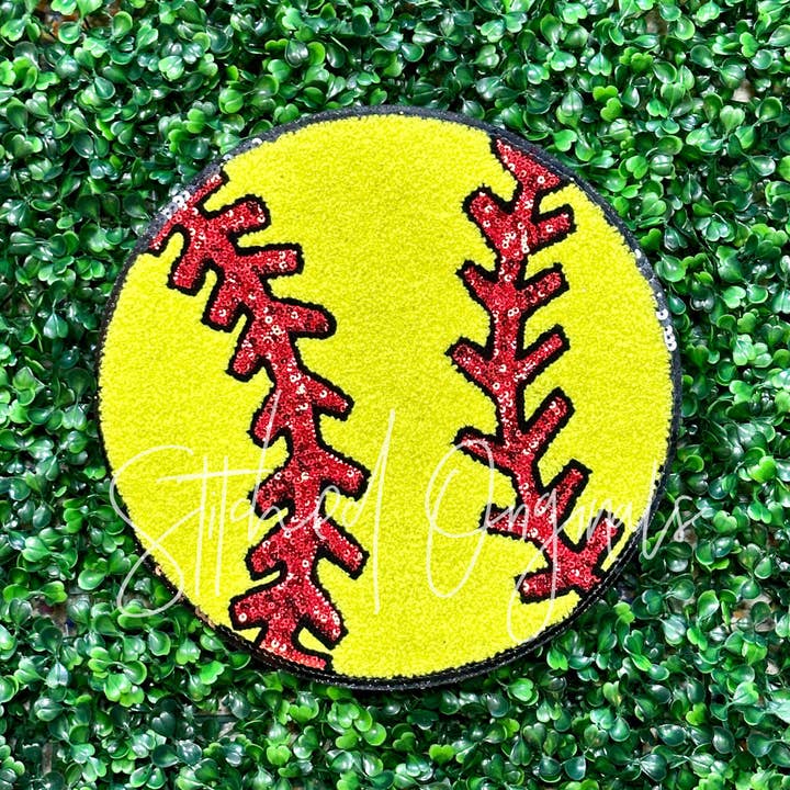 Stitched Originals - Wholesale Patch - Softball LARGE Patch, Red Sequins, diy patch, iron on patch1