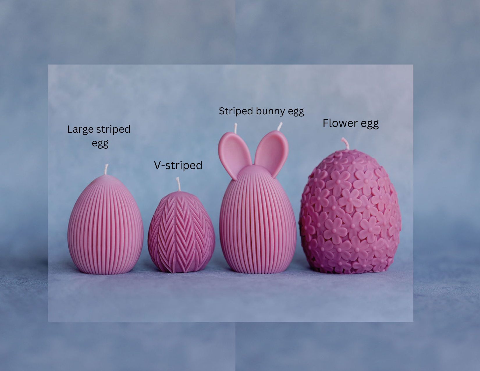 Verba Candle Co – wholesale Prydnadsljus – Randigt påskhareäggljus, bordsdekoration6