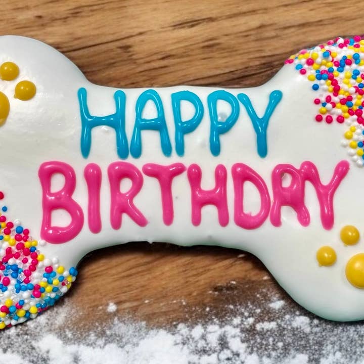 YumYum4DOGS - Wholesale Pet Treats - Dog - 6 inch Yogurt Fiesta Happy Birthday Bone Dog Treats1