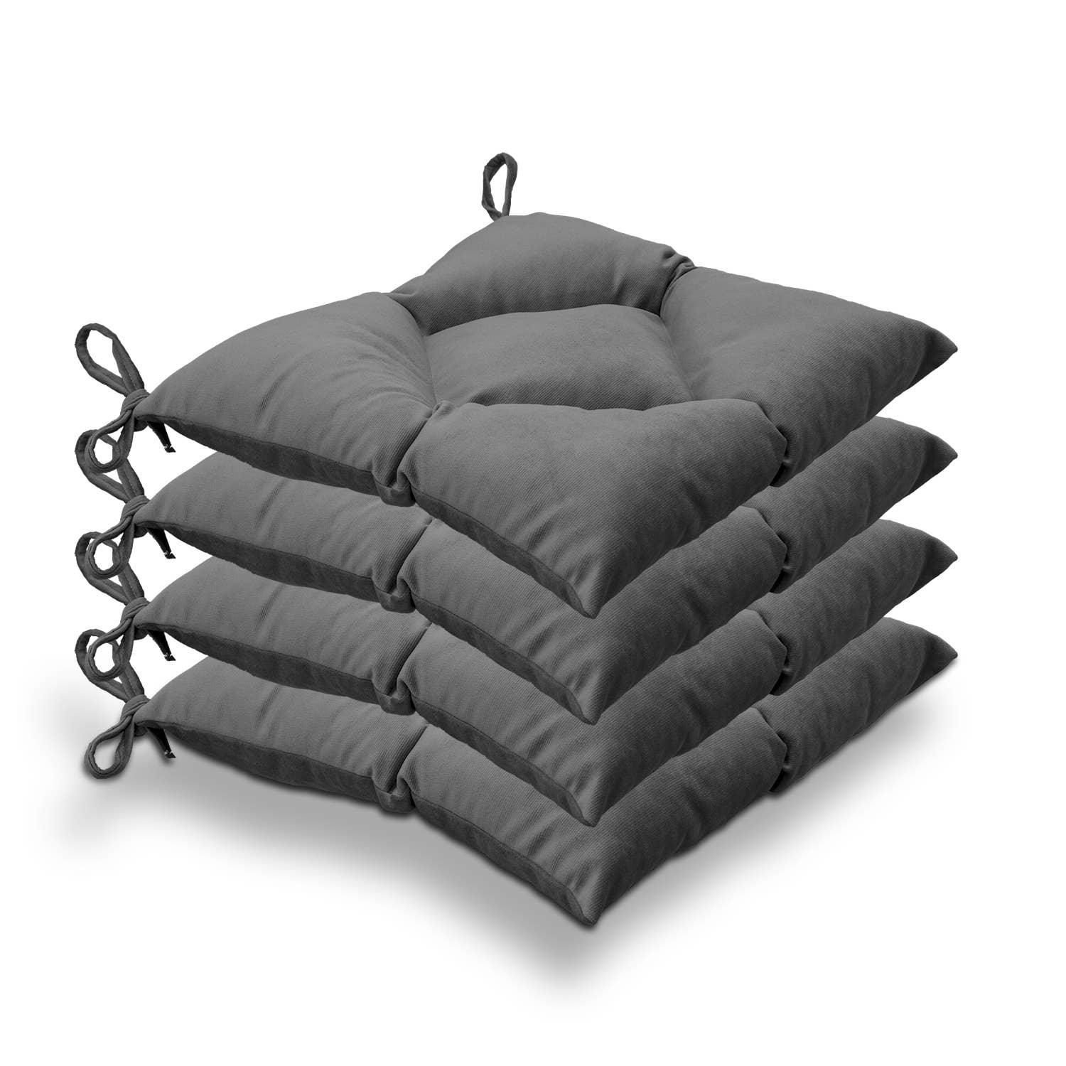 CASASRO - Venta al por mayor Cojines para sillas - CASASRO® Cojines para sillas de comedor | Juego de 4 de 40x40 cm | Tela de terciopelo suave lavable en 9 colores | Cojines con lazos para sujetar4