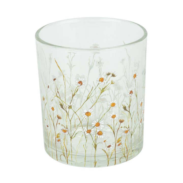 A00255: Glass holder TP with mini daisy pattern, 4 in for wholesale by Silver Tree Home & Holiday