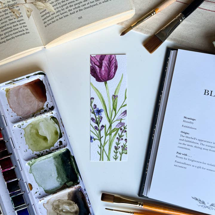 Purple Tulip Bookmark for wholesale by Pippin Prints