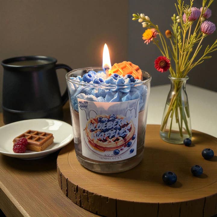 BLUEBERRY WAFFLES DESSERT CANDLE for wholesale by Meltin Mama