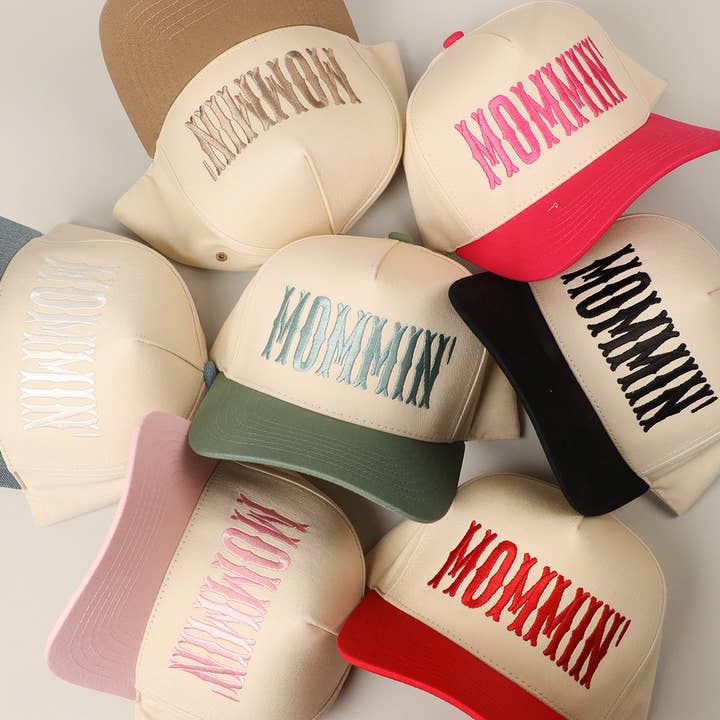 Fashion City - Wholesale Trucker Hat - Unisex - MOMMIN' Letter Embroidery Two-Tone Trucker Hat