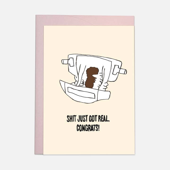 Shit just got real - greeting card voor wholesale door Kaart Blanche