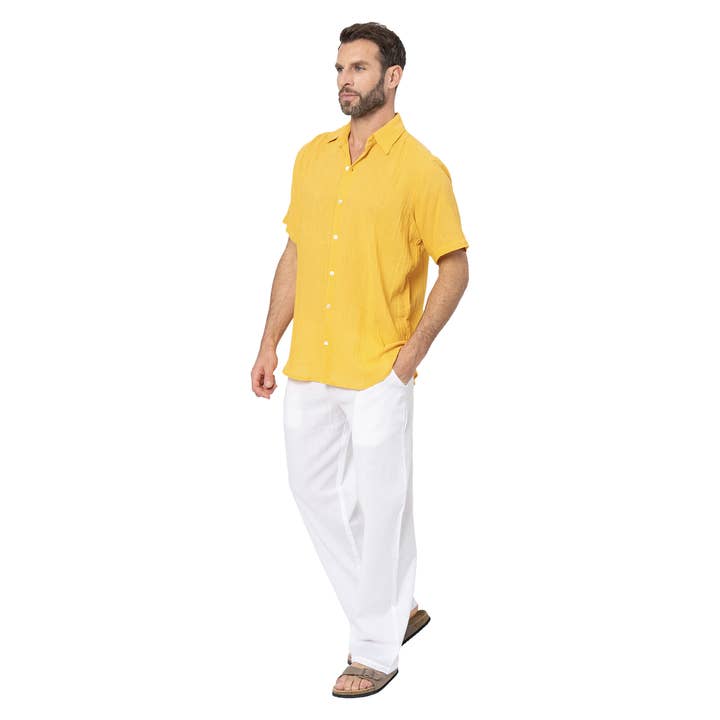 La Mano Boho - Wholesale Button Down Shirt - Men's - HC0200E SHORT SLEEVE SUMMER SHIRT