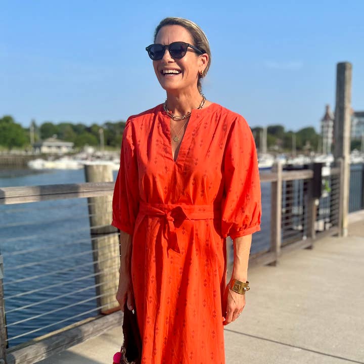 Tomato Red Staghorn Puff Sleeve Dress for wholesale by Beastly Threads