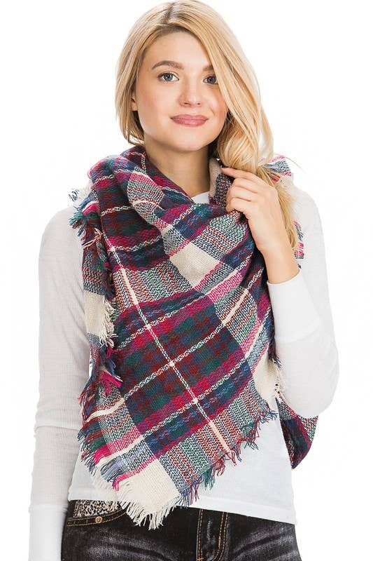 Cap Zone - Wholesale Scarf - Women's - Large Over Sized Plaid Printed Blanket Scarf and shawls6