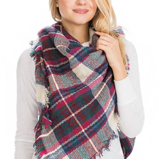 Cap Zone - Wholesale Scarf - Women's - Large Over Sized Plaid Printed Blanket Scarf and shawls6