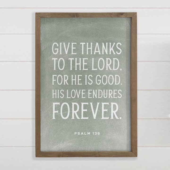 Psalm 136 Give Thanks to the Lord - Scripture Canvas Art for wholesale by Hangout Home