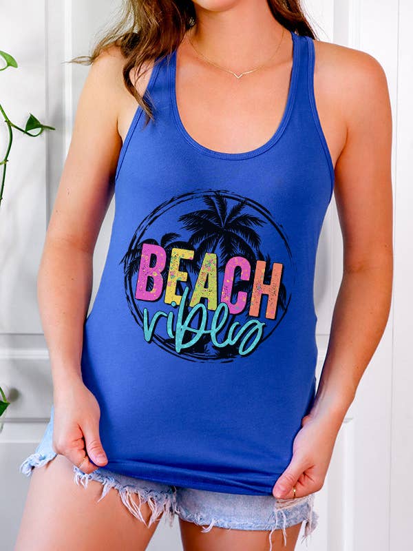 Summer Clothing Beach Vibes Palm Tank Top 146222 for wholesale by Cali Boutique Wholesale