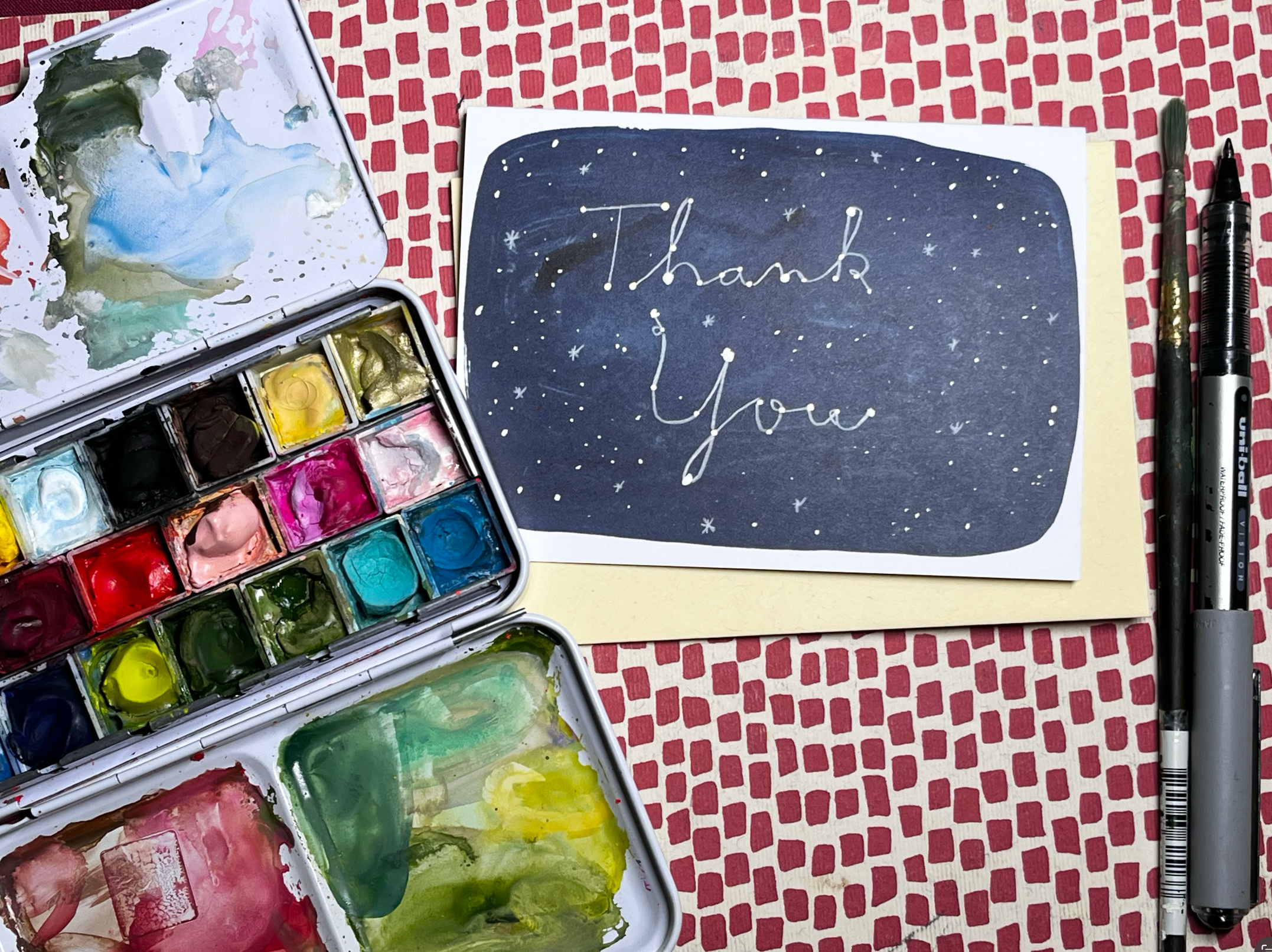ELIZABETH GRAEBER art + illustration - Wholesale Thank You Card - Starry Night Sky Thank You Notecard1