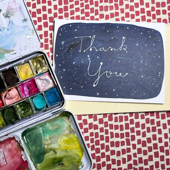 ELIZABETH GRAEBER art + illustration - Wholesale Thank You Card - Starry Night Sky Thank You Notecard1