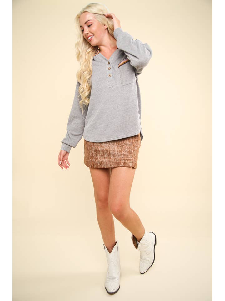 VERY J - Wholesale Skirt - Women's - NS50115-Washed Corduroy Fall Mini Skirt