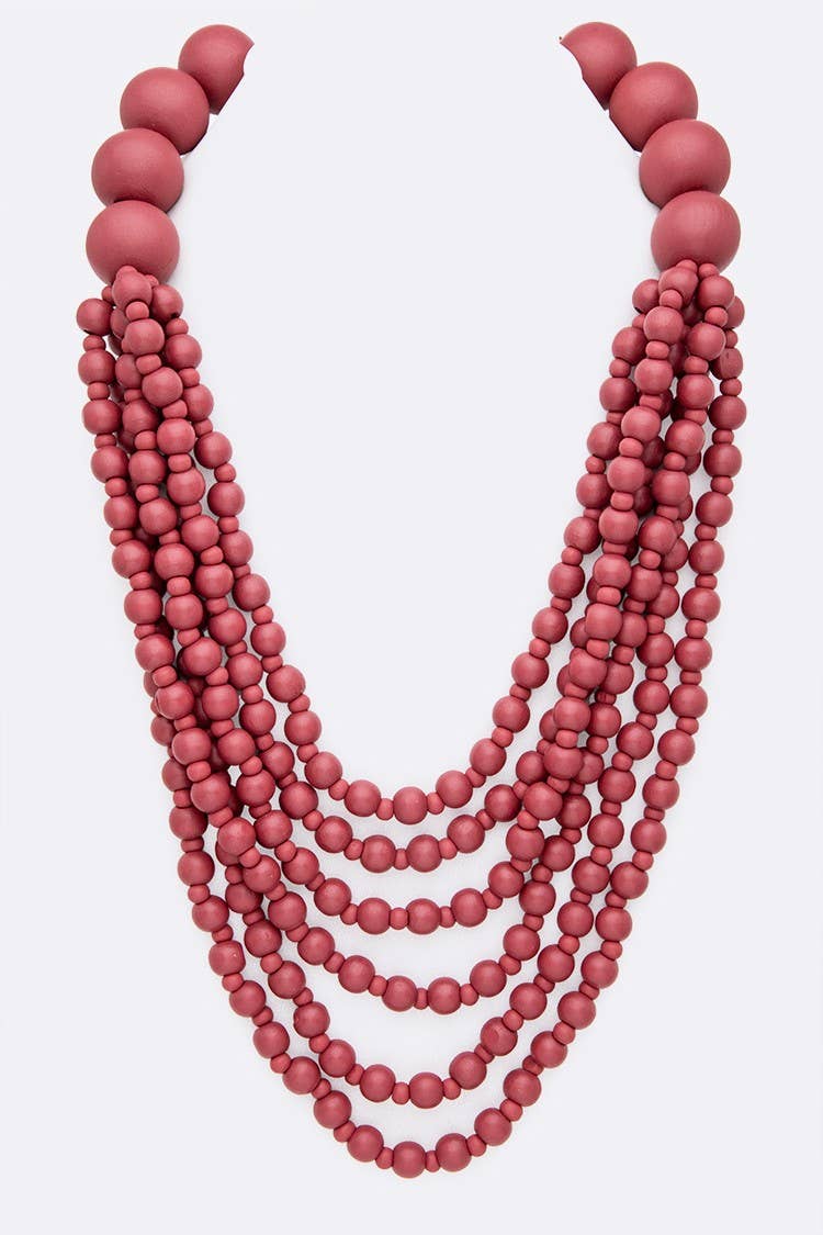 anbfashion - Wholesale Beaded/Pearl Necklace - Multi Strand Wooden Beads Necklace4