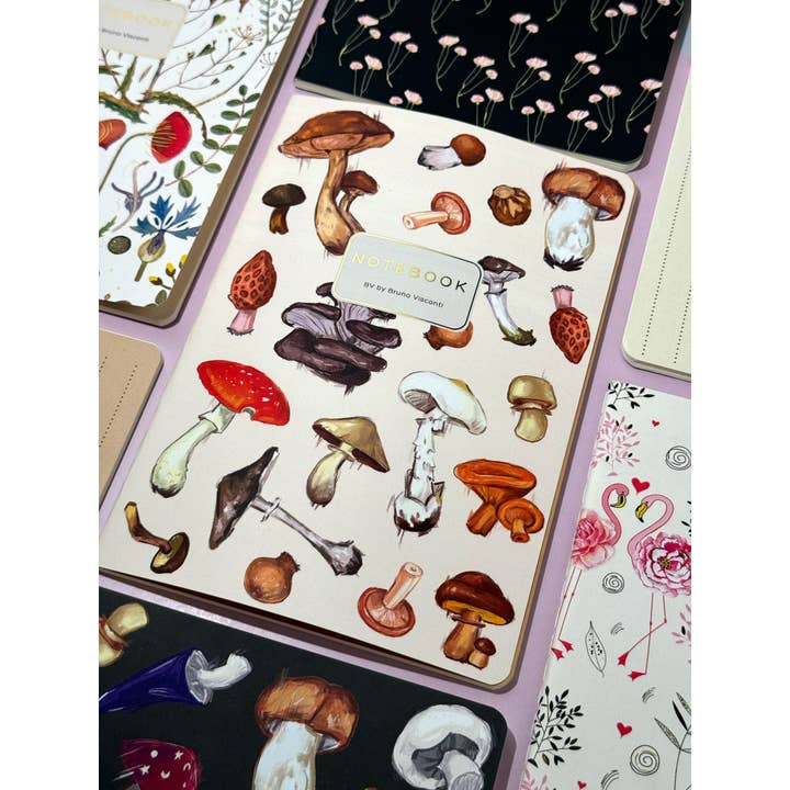 BV by Bruno Visconti - Wholesale Notebook - Mushrooms on White