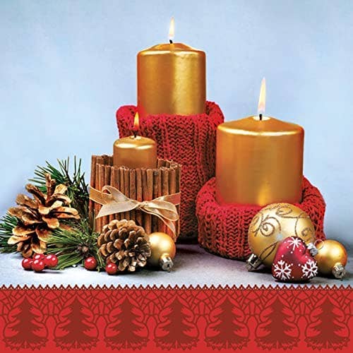 Christmas Napkins Candles Decorative Xmas Paper Decoupage Napkin #2112 for wholesale by Decor Napkins